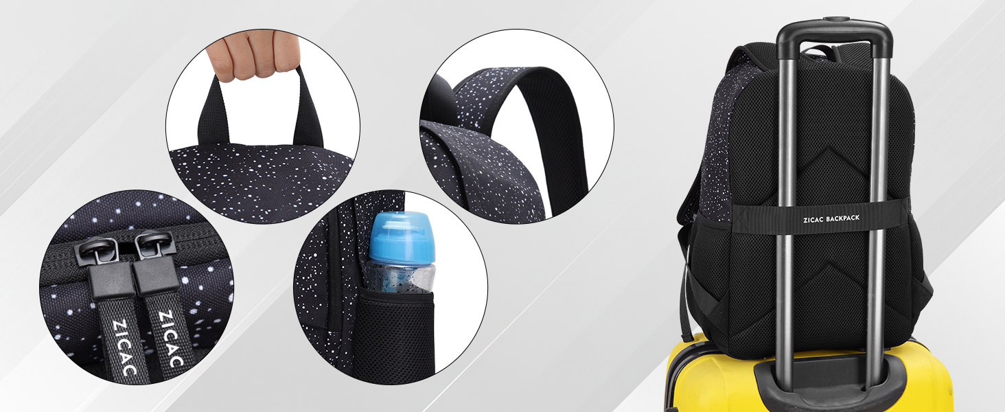 Рюкзак Zicac для чоловіків та жінок, Casual рюкзак для ноутбука 16 дюймів, легкий шкільний рюкзак для учнів та студентів, Daypack, рюкзак для подорожей, універсітету, школи, ділових поїздок, чорний