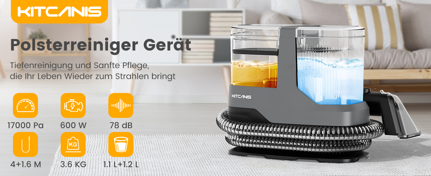 Накладний пилосос для м'яких меблів та килимів - 17kPa, 600W, з набором насадок