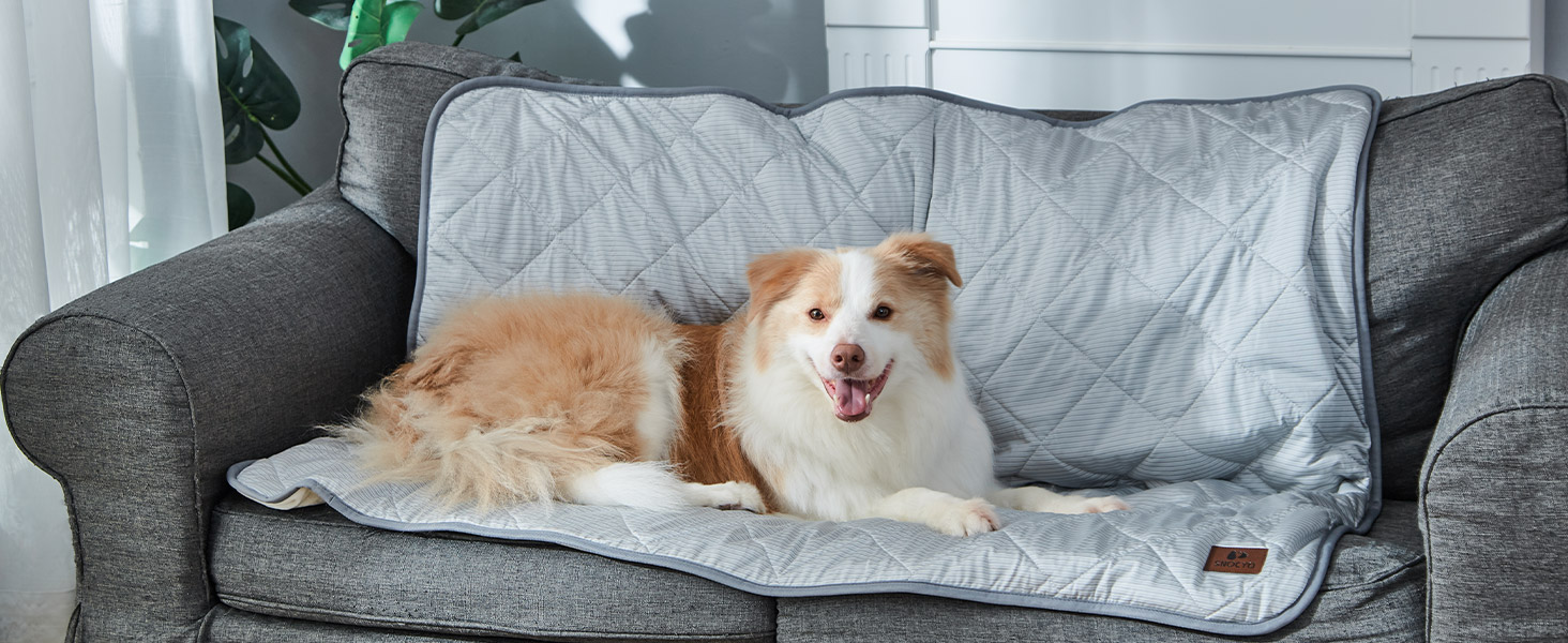 Килимок для собак та котів, ультрам'який, водонепроникний, 75x60 см, миючий, двосторонній (охолоджуючий та зігріваючий) для цілорічного комфорту, сірий та білий