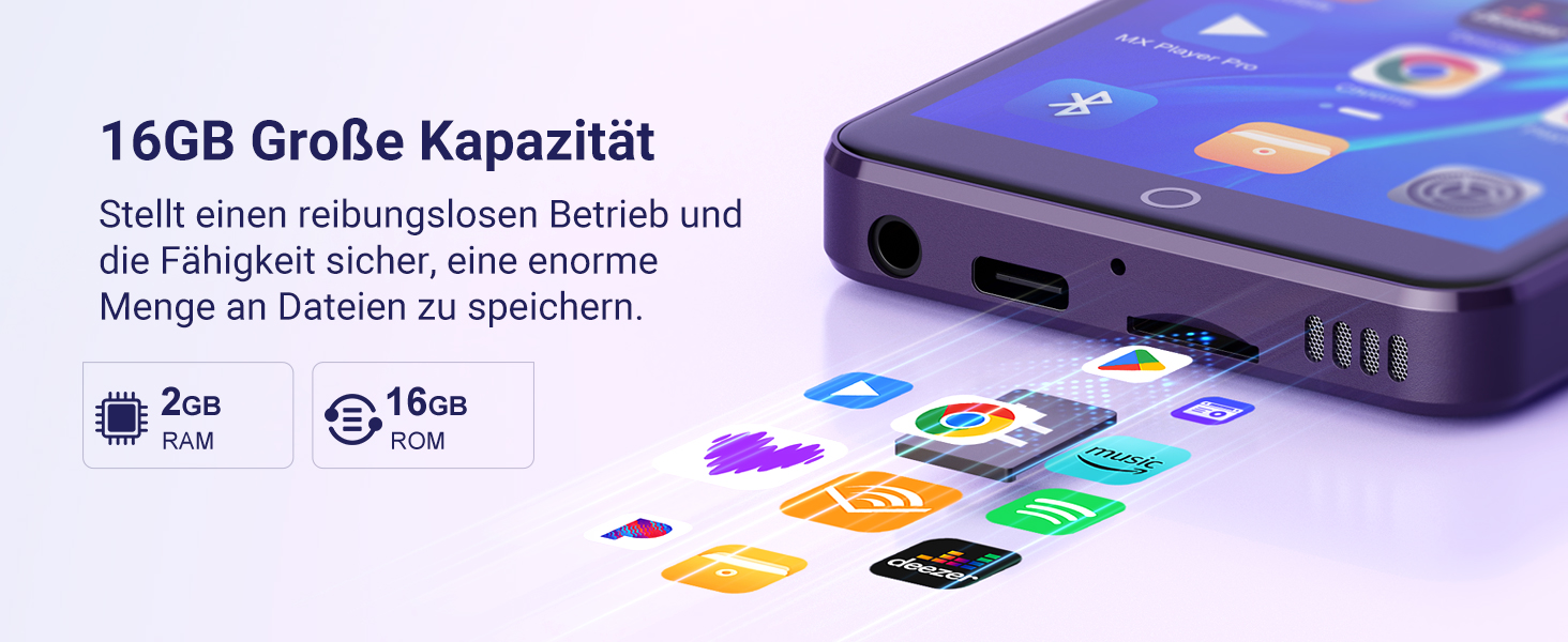 MP3 плеєр 16GB з Bluetooth та Wi-Fi, Android плеєр MP3/MP4 з 4