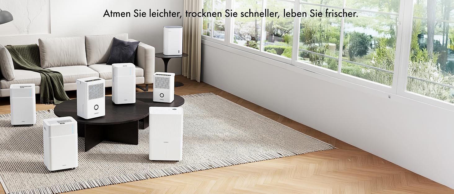 Електричний осушувач повітря VonHaus 20л/добу з Wi-Fi, для підвалу та приміщень до 20м², з таймером та шланг для відведення конденсату, сумісний з Alexa & Google Home