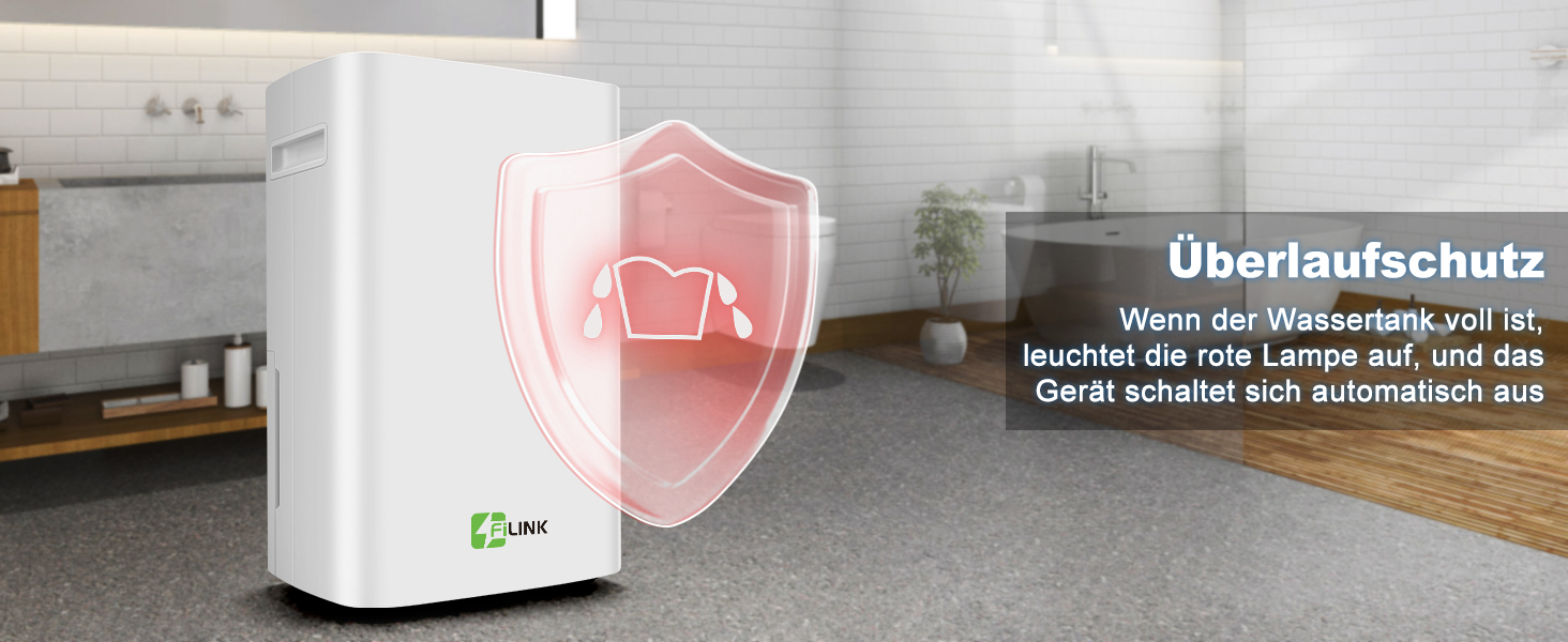 Електричний осушувач повітря 9л/24г, тихий, з дитячим замком та захистом від переливу, автоматичний перезапуск, для спальні, ванної, підвалу та пральні