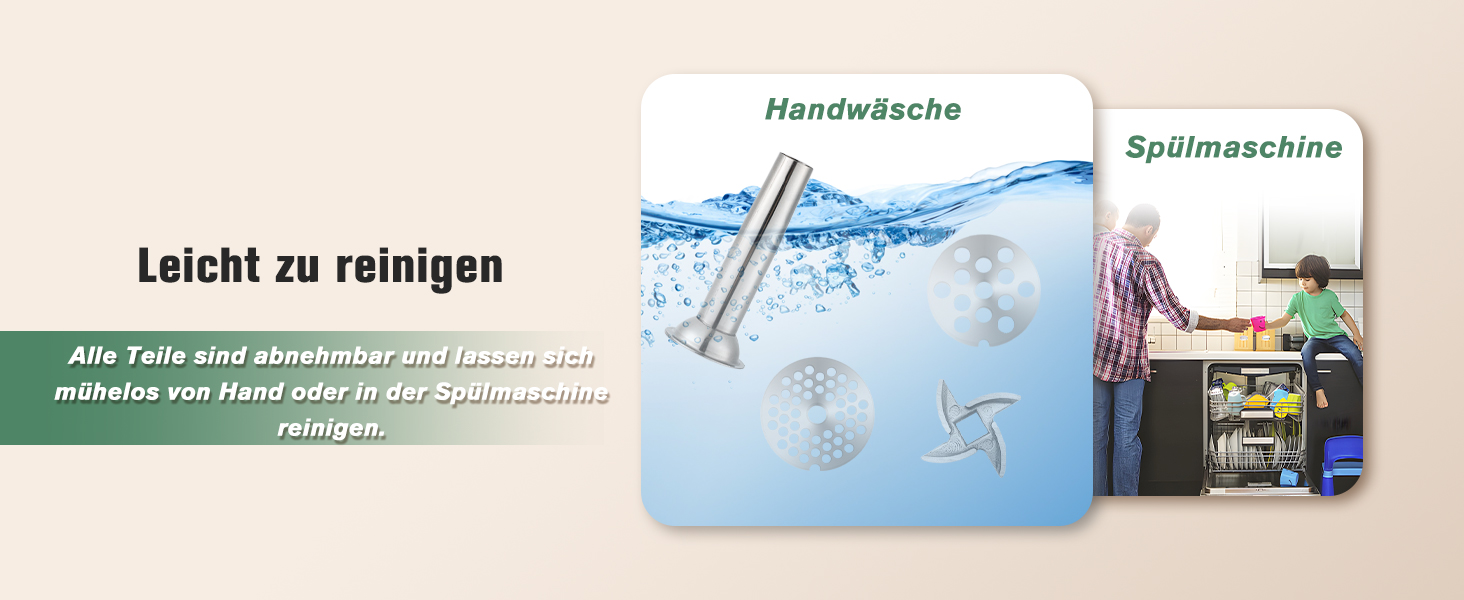М'ясорубка ручна Huanyu з нержавіючої сталі, насадка для ковбас та печива, миється в посудомийній машині (№8)