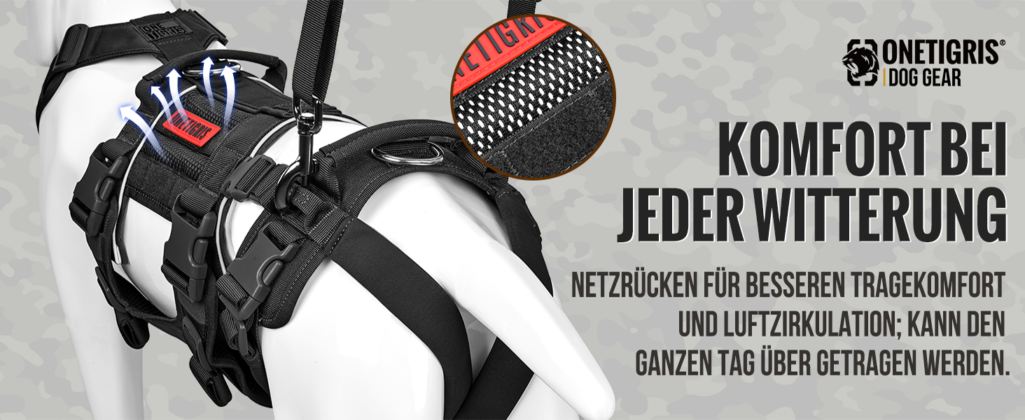 Шлейка для собак OneTigris SKYEWALKER, чорна, XL (39-64 кг) з регулюванням, для підтримки та реабілітації