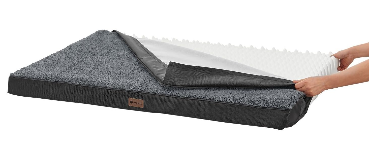 Ортопедичне ліжко для собак Juskys Milow, 76x51 см - м'яке та стабільне, знімний та пральний чохол. Підходить для маленьких собак - сірий колір.