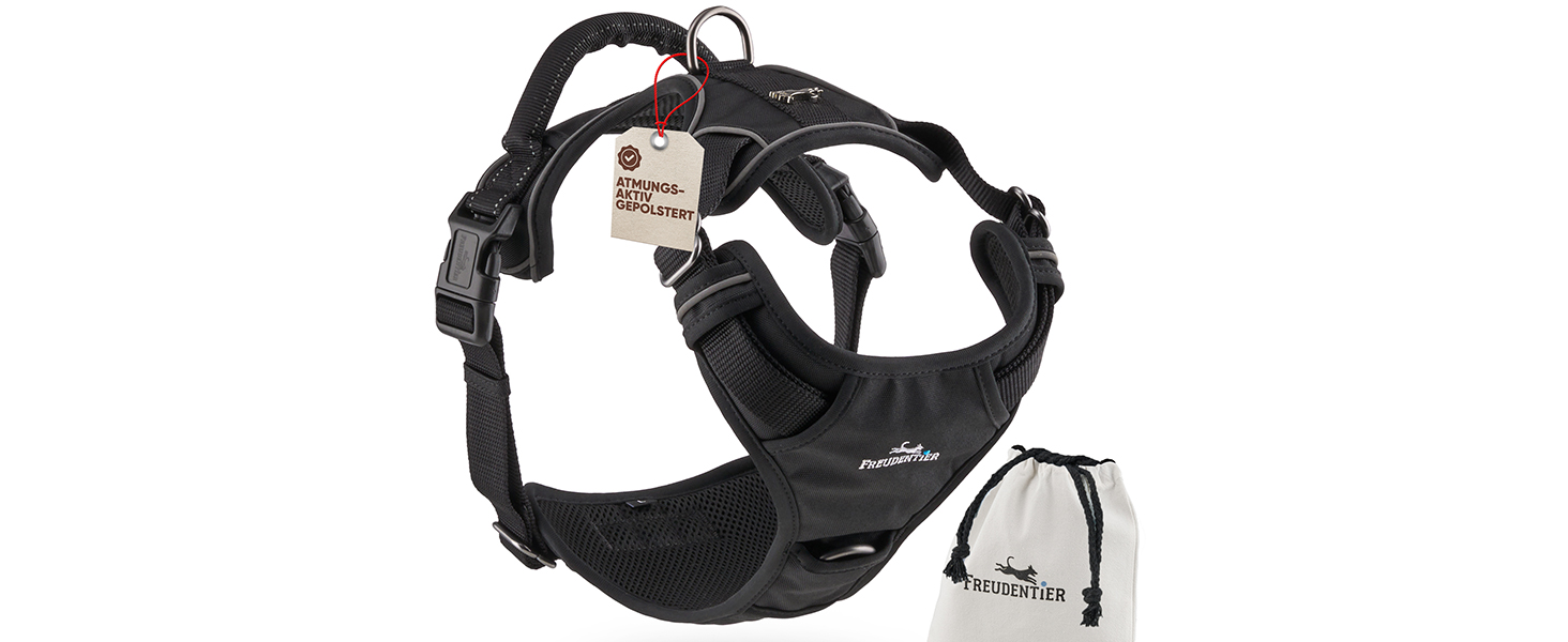 Шлейка для собак Freudentier з м'якою сітчастою підкладкою - максимальний комфорт, надійна фіксація та безпека - анти-тягнучий передній кілечко - нагрудник для великих, середніх та маленьких собак (Помаранчевий, L)