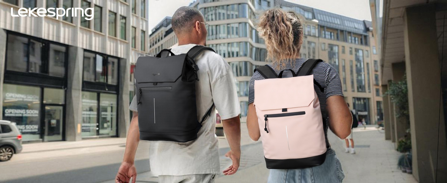 Чоловічий та жіночий рюкзак з матового шкірозамінника з відділенням для ноутбука 15,6