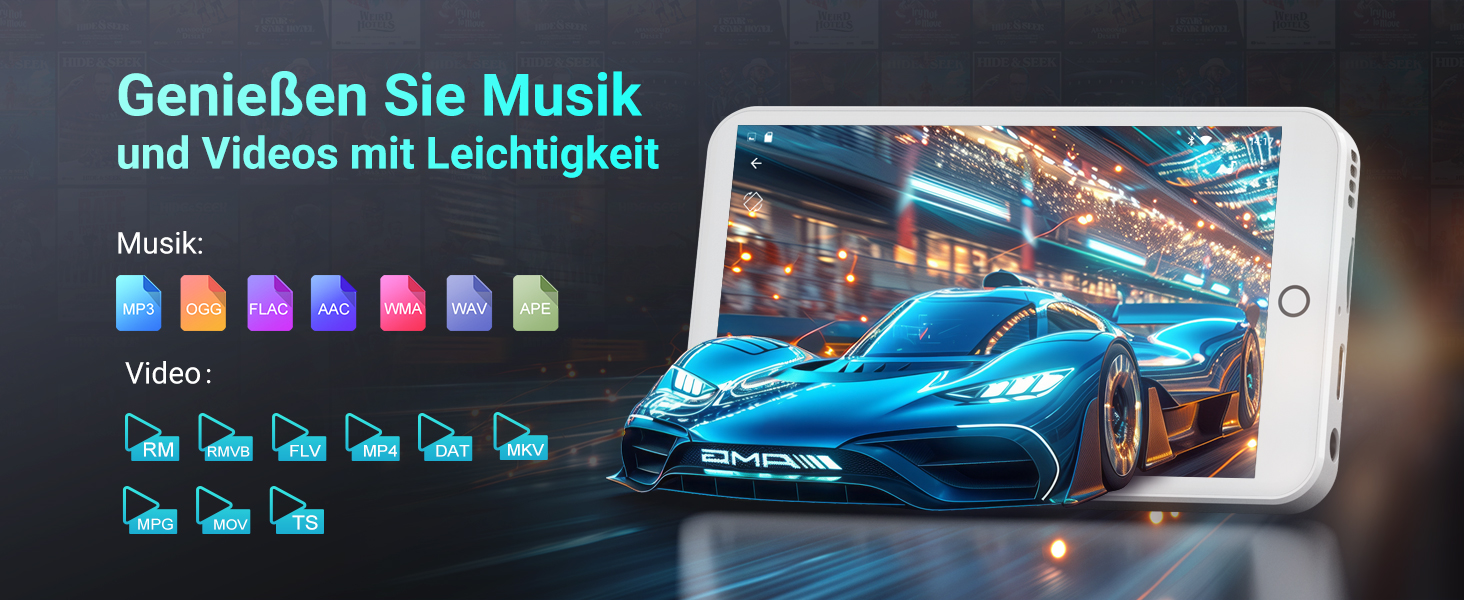 MP3 плеєр 96GB з Bluetooth, WiFi, Android 13, 4