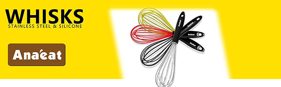 Набір міксерів для кухні Anaeat (3 шт.) з нержавіючої сталі - міксер-венчик для приготування, випікання, змішування та перемішування (3 розміри)