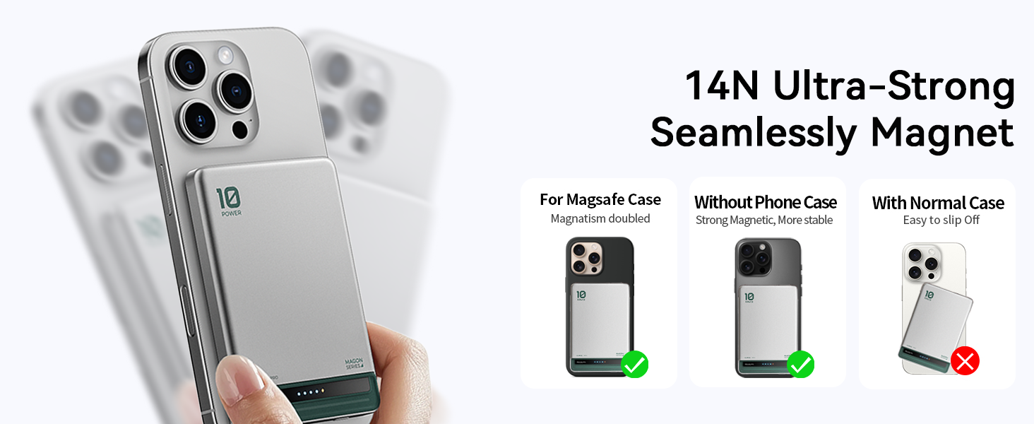 Powerbank Kuulaa Ultra Slim Magsafe 10000mAh з PD 20W, USB-C, для iPhone 17/16/15/14/13/12/Pro/Pro Max