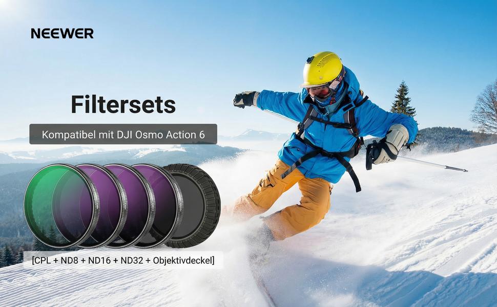 Набір фільтрів NEEWER CPL + ND для DJI Osmo: CPL, ND8/16/32/64/1000. Набір з 4 шт. з кришкою для об'єктива.