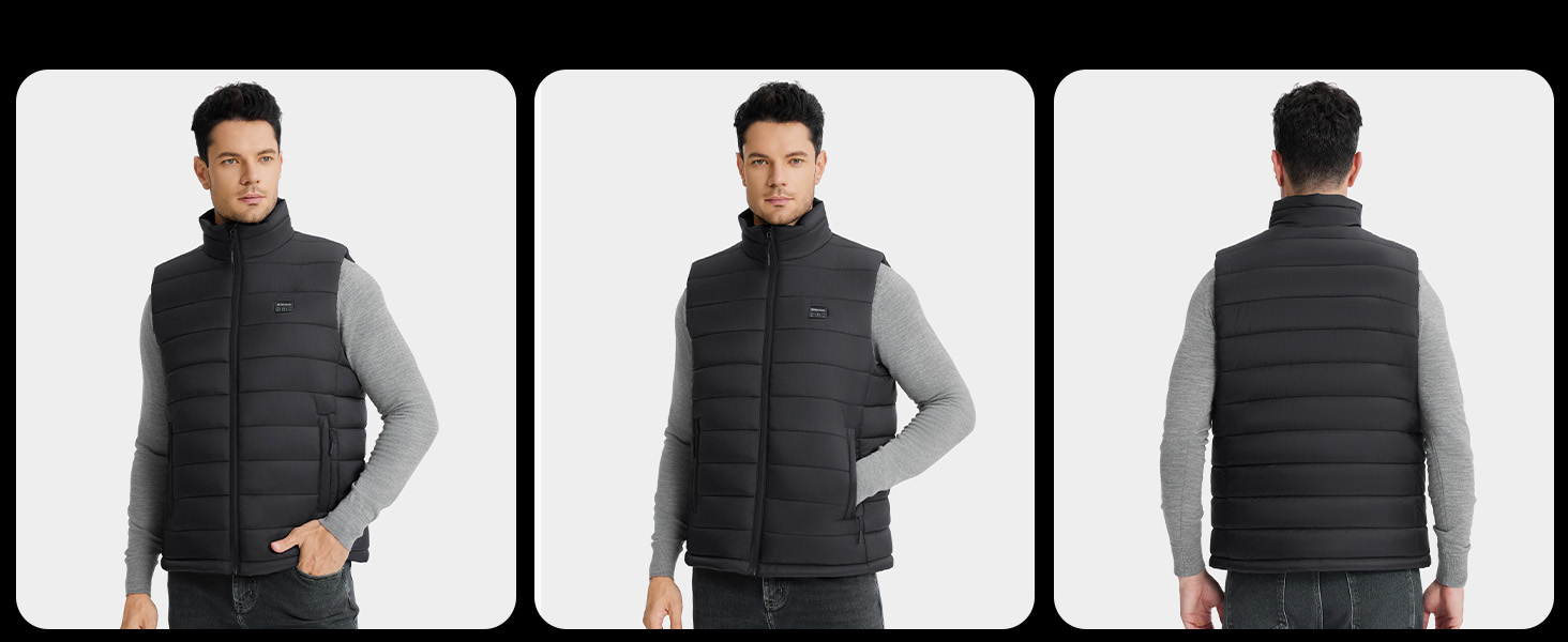 Електрична грійна жилетка для чоловіків з Powerbank 16000mAh 7.4V, 9 зон нагріву, для катання на лижах, активного відпочинку, велосипедної їзди, XXL, чорний