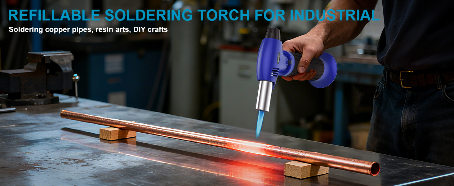 Нагрівач для крем-брюле, заправний, міні-розмір з регулюванням полум'я, для десертів, BBQ (бутан не входить) (синьо-чорний)