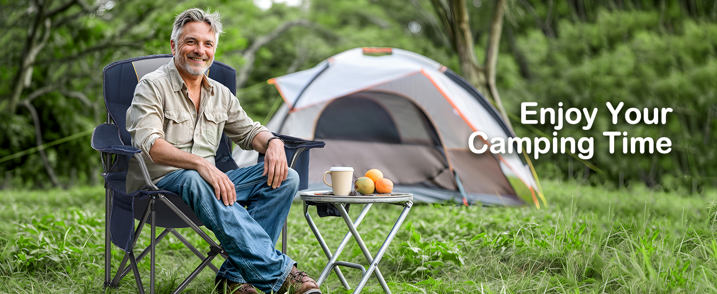 Набір з 2 туристичних стільців для кемпінгу: складні, розкладні, великі, для риболовлі, з підсклянниками та сумкою-холодильником, до 200 кг