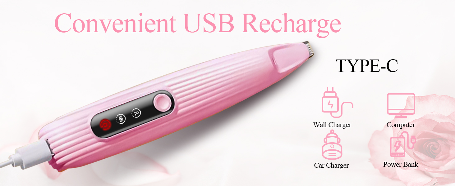 Триммер для собак LOEVERY з LED-підсвічуванням, 9 мм, USB-зарядка, рожевий. Ідеально для догляду за лапами, очима, обличчям та вухами