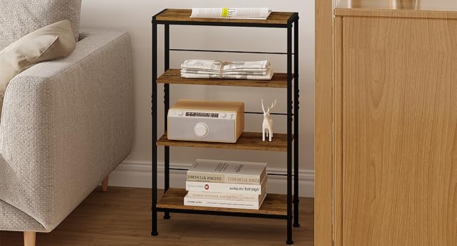 WOLTU 4-Tier Corner Shelf - White Oak & White Finish