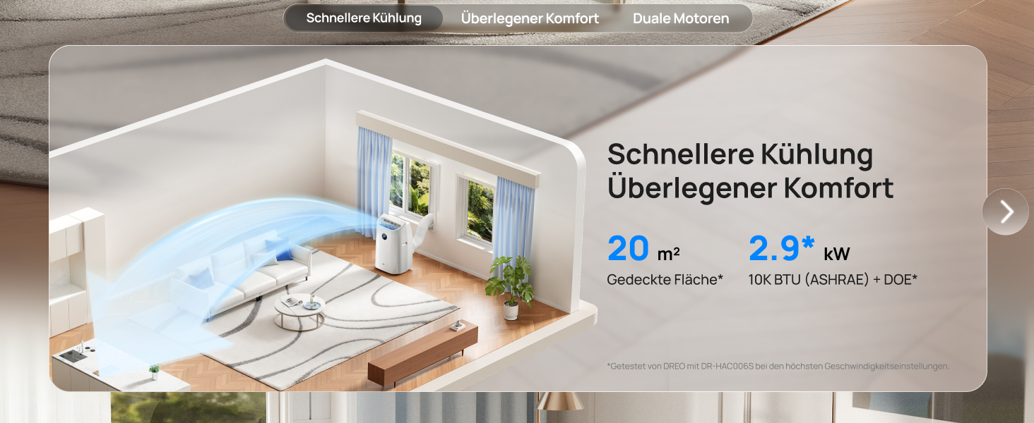 Портативний кондиціонер DREO 10000 BTU з охолодженням без дренажу, керуванням через додаток/голос/пульт, таймером 24 год та функцією вентилятора та осушувача повітря, AC515S