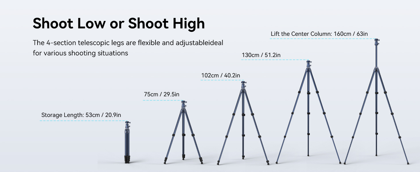Штатив SMALLRIG для камери з компактною центральною колоною, 360° кульковою головкою, QR-пластиною, вантажопідйомністю до 8 кг, для DSLR-камер -4222B