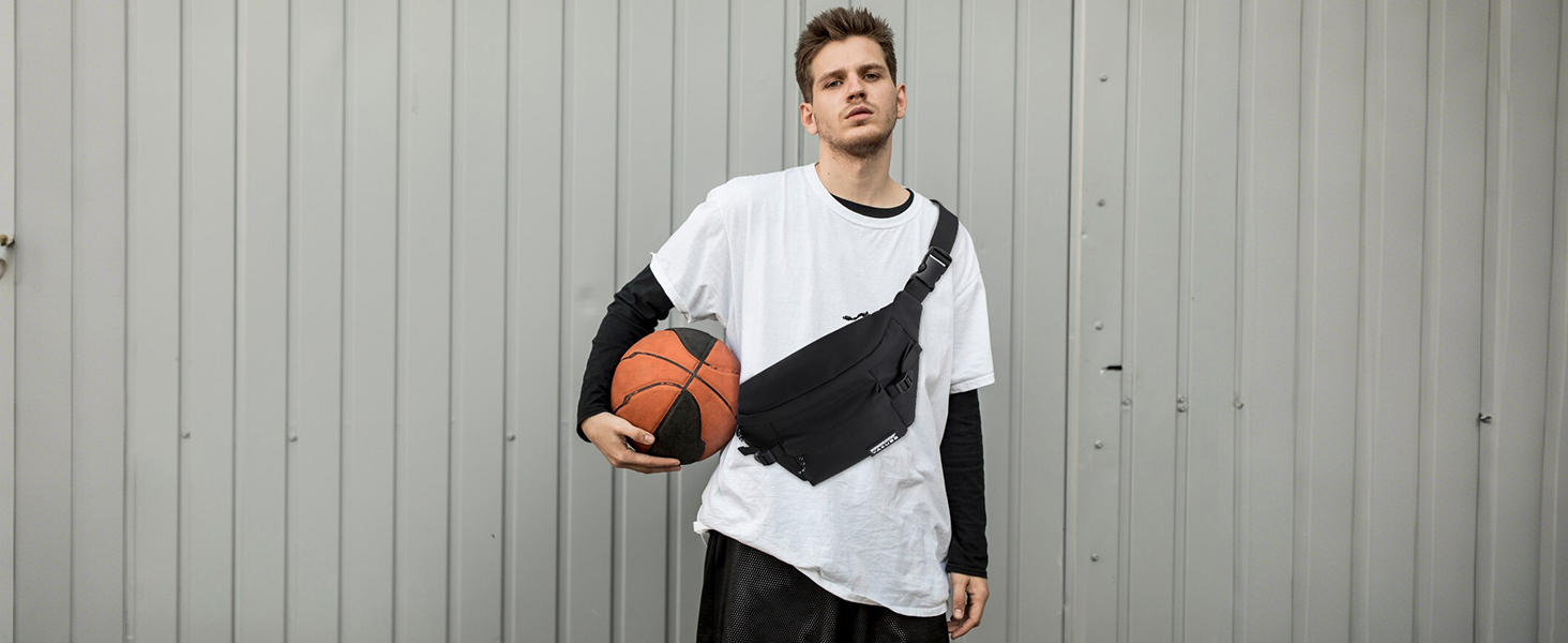 Спортивна нагрудна сумка YaKuss, велика водонепроникна поясна сумка через плече, регульований ремінь для бігу, подорожей, чорна