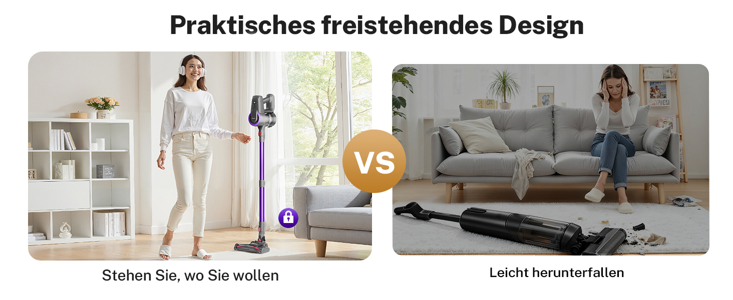 Бездротовий акумуляторний пилосос з потужністю 25000Pa, 175W, час роботи 50 хвилин. Бездротовий ручний пилосос з антизаплутаною насадкою та вертикальним паркуванням, легкий. Підходить для килимів, твердих підлог, видалення шерсті тварин. Колір: фіолетовий