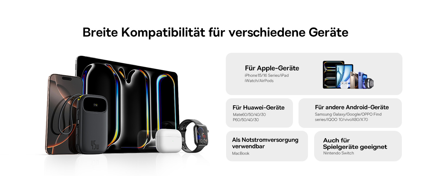 Power Bank Baseus QPow3 20000mAh 45W з 3 USB-C та 1 USB-A, LED дисплеєм, PD3.0/QC4.0, чорний