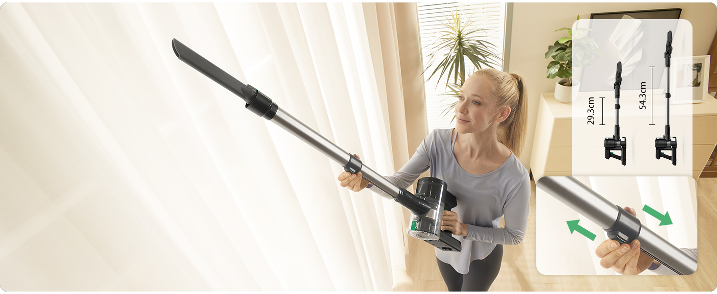 Бездротовий акумуляторний пилосос Vactidy V9 з LED-підсвічуванням, 30KPa, до 45 хвилин роботи, для видалення шерсті тварин, твердих поверхонь та килимів, чорний