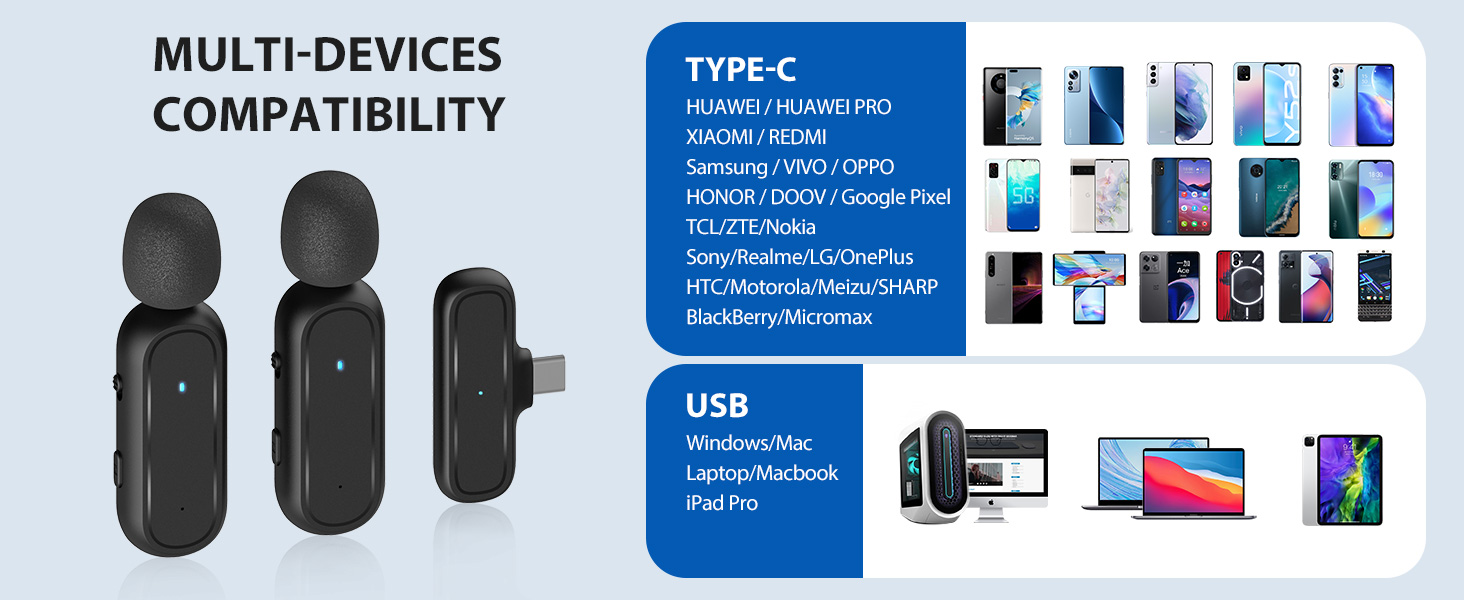 Мікрофон Lavalier Moman Handy Mini: бездротовий мікрофон для iPhone, YouTube, TikTok, Live-Streaming (чорний)