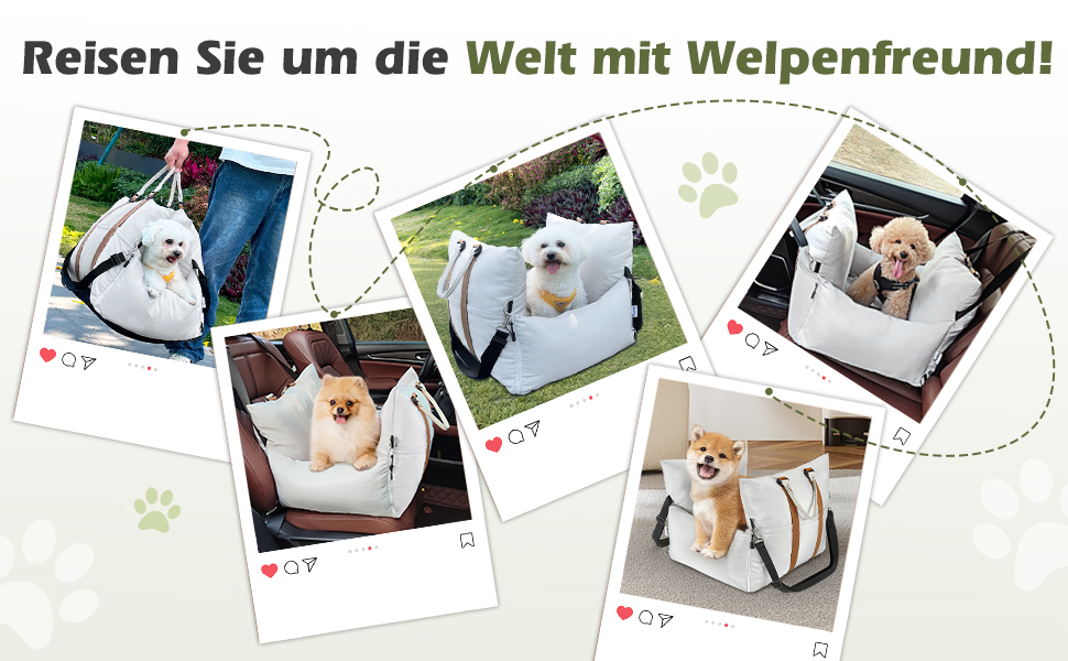 Автомобільний лежак для собак Pawaboo, сірий, до 11 кг, водонепроникний, з кріпленнями та шлейкою