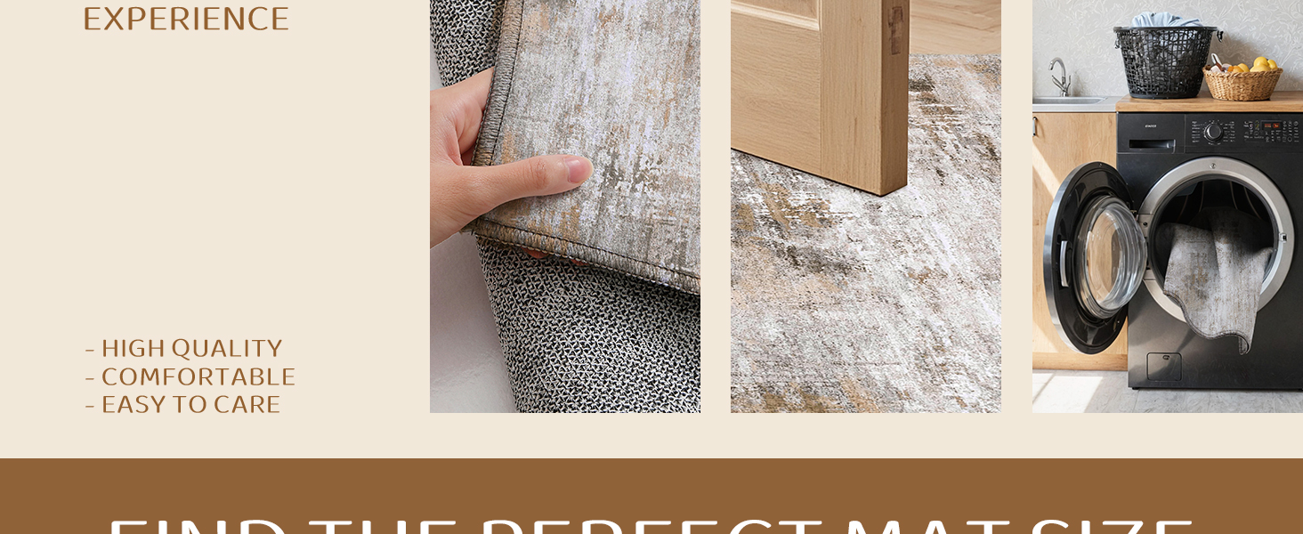 Килимок для дому COLOR&GEOMETRY 60x90 см з TPE-покриттям, сірий (бежевий та сірий-02), низький профіль, легко миється