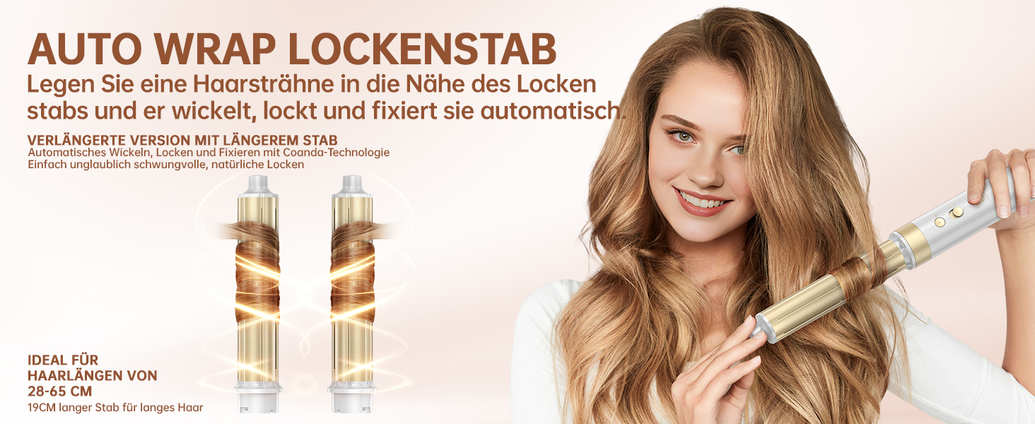 Webeauty Airstyler 7-в-1: фен-щітка, плойка, випрямляч, 110000 об/хв, 25 м/с, 500 млн негативних іонів, білий