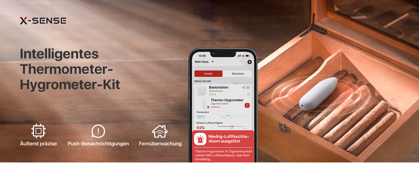 Wi-Fi гігрометр-термометр X-Sense SBS50 для дому, контроль температури і вологості через додаток, 4 сенсори, база, сумісний з Alexa, передача даних, до 500 м