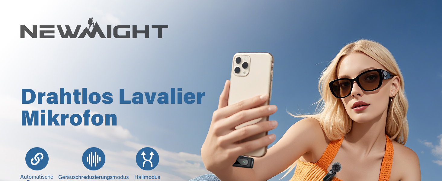 Беспроводной петличный микрофон для iPhone, iPad, Android - миниатюрный клип-микрофон с шумоподавлением, авто-подключением, функцией отключения звука и реверберацией, идеально подходит для видеоблогинга, видеосъемки, TikTok