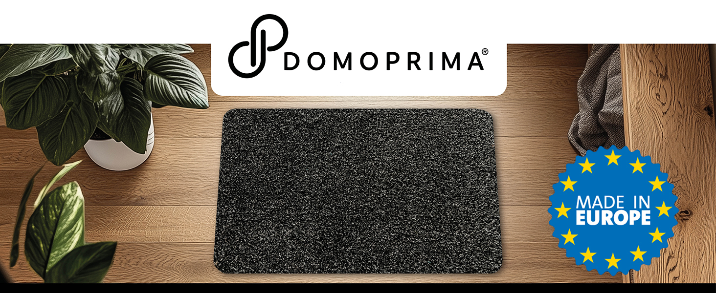 Килимок для підлоги DOMOPRIMA з мікрофібри, миючий, неслизький, надзвичайно поглинаючий та плоский – антибактеріальний, для внутрішнього та зовнішнього використання (Антрацит, 60x40 см)