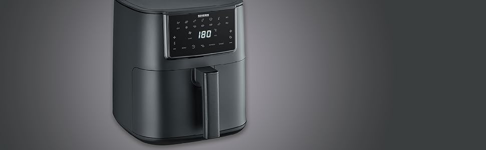 Фритюрниця Severin Max Zone Flex 9L з 2 зонами, для приготування без олії, з функцією сушки, 2600W, чорний матовий