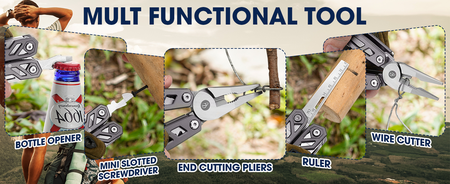 BIBURY Multitool - Titanium Multi-Tool Set for Men & Women | Camping, Hunting, Fishing & Hiking | Stainless Steel Pliers with Screwdriver