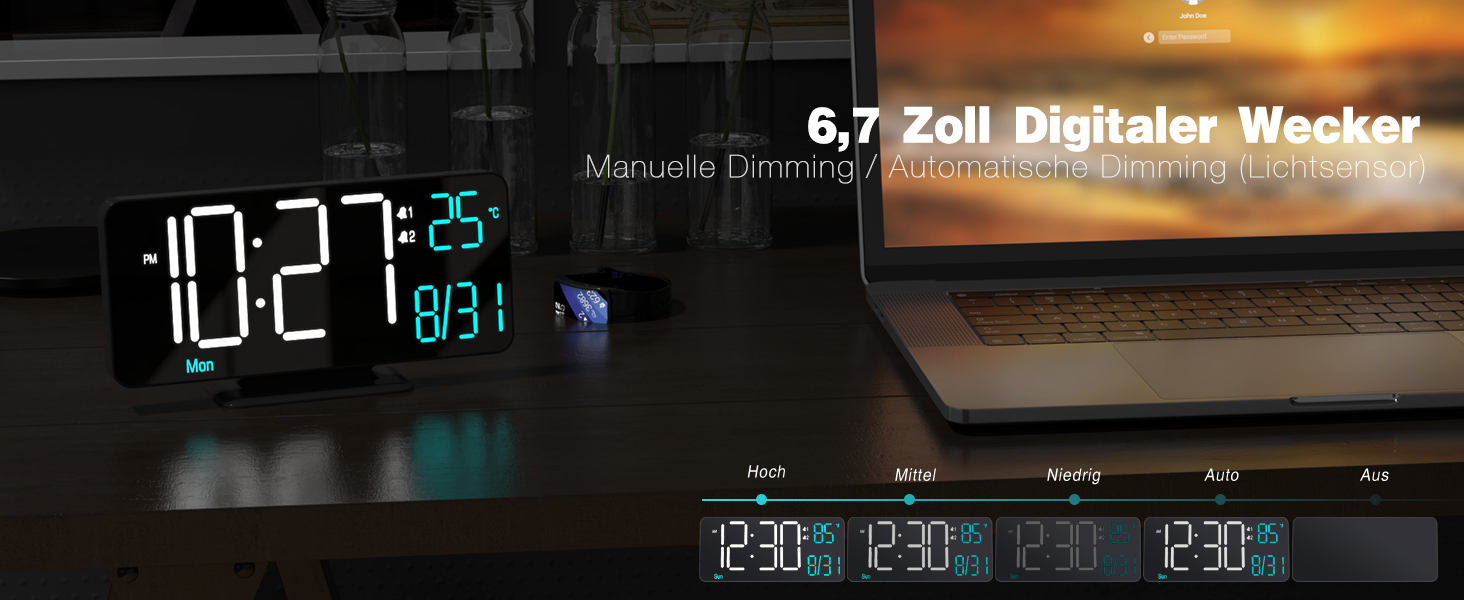 Цифровий LED будильник для спальні KOSUMOSU 6.7