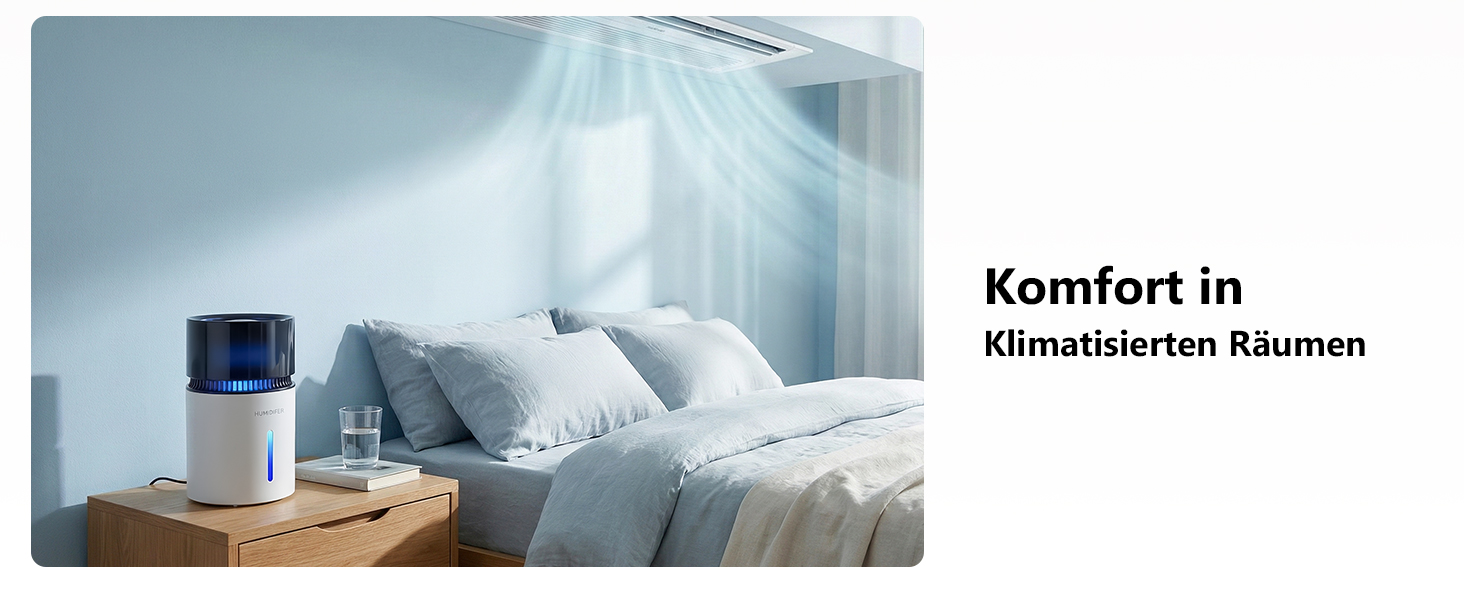 Зволожувач повітря 3L з верхнім заповненням, фільтром, для спальні, до 35 годин, таймер, автовимкнення, тихий (19dB), 5 режимів туману, смарт-зволожувач для спальні, дитячої кімнати, рослин, білий