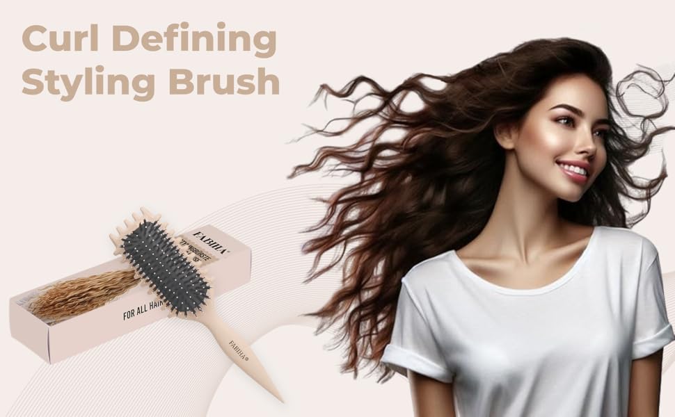 Преміум щітка Lockenbürste для кучерявого волосся - біо-щітка без заплутування, щетина дикого кабана, оригінальна 3-в-1 для локонів (лавандовий, бежевий)