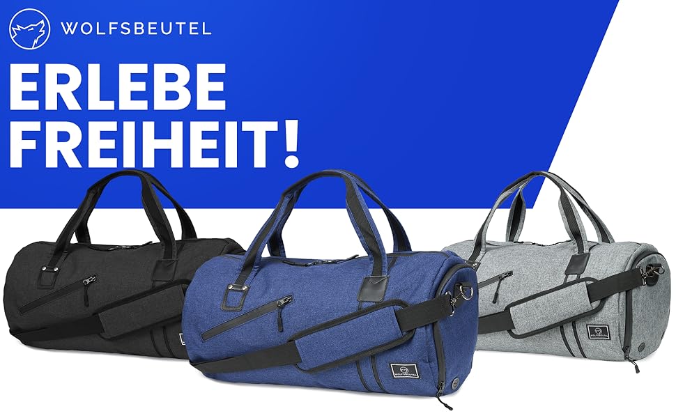 Сумка WOLFSBEUTEL 30 л спортивна та дорожня для жінок і чоловіків з відділенням для взуття та вологих речей, водонепроникна, з плечовим ременем, для спортзалу, басейну, подорожей