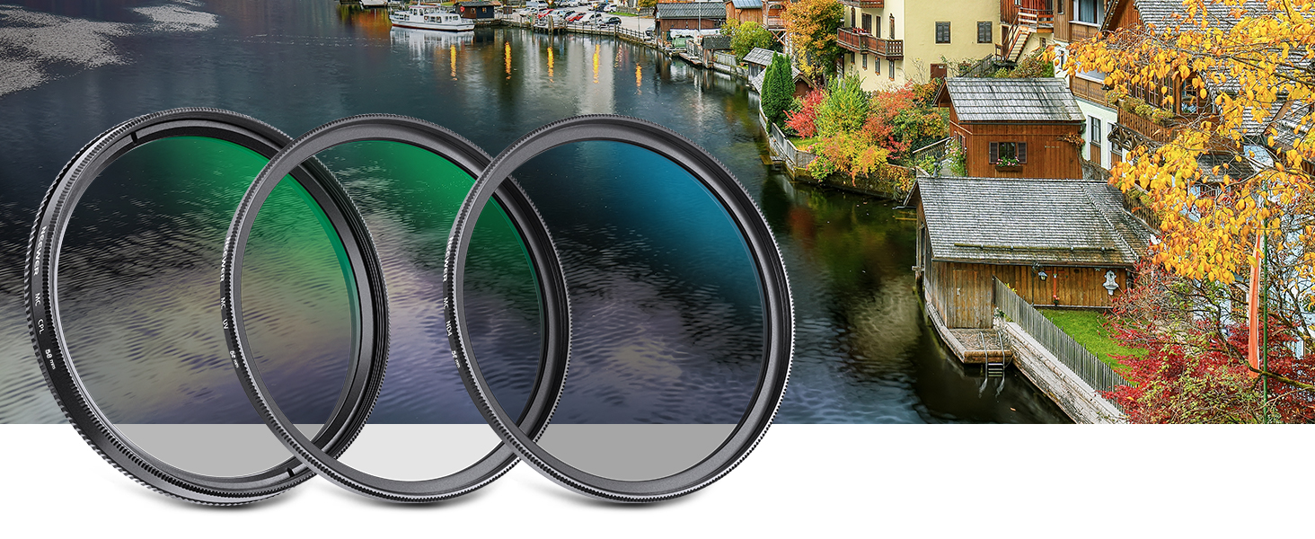 Набір фільтрів для об'єктива NEEWER 58mm: UV, CPL, ND4 з чохлом та алюмінієвим каркасом