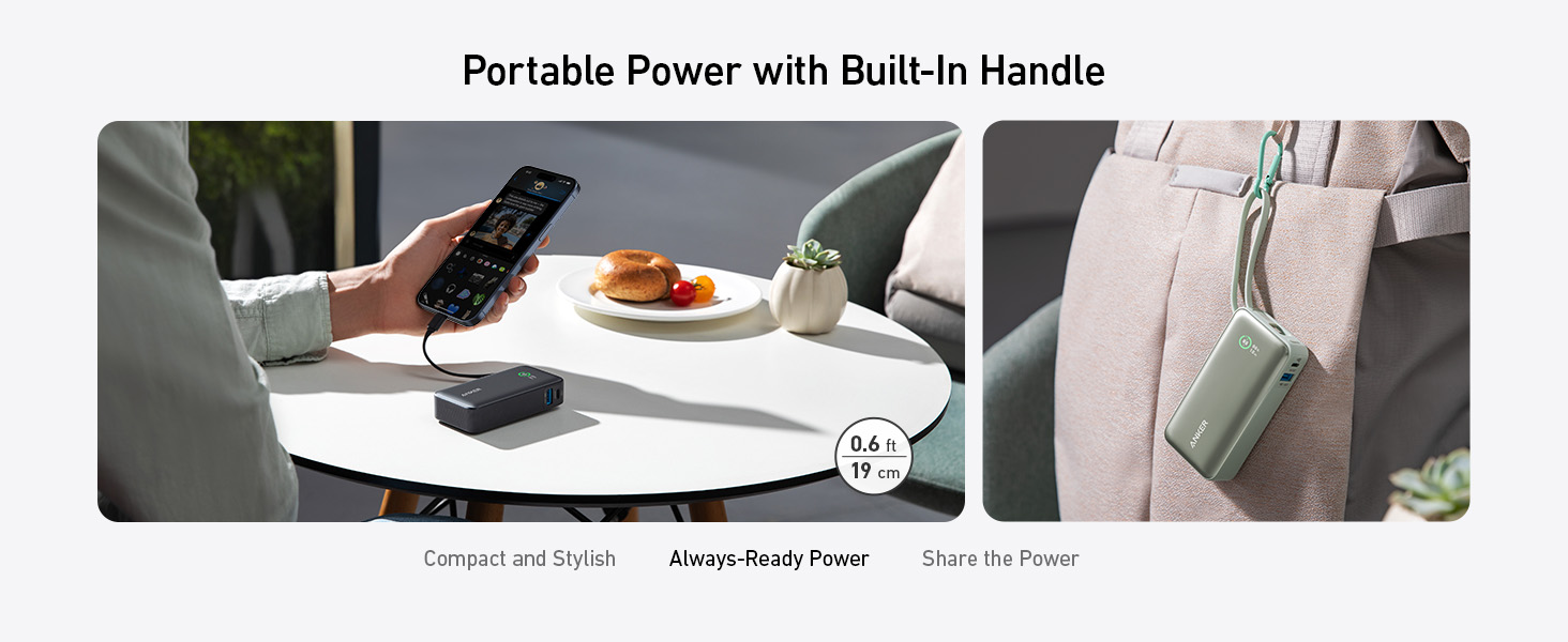 Powerbank Anker Nano 10000mAh з USB-C кабелем, PD 30W, 1xUSB-C, 1xUSB-A, для iPhone, MacBook, Galaxy, iPad, AirPods