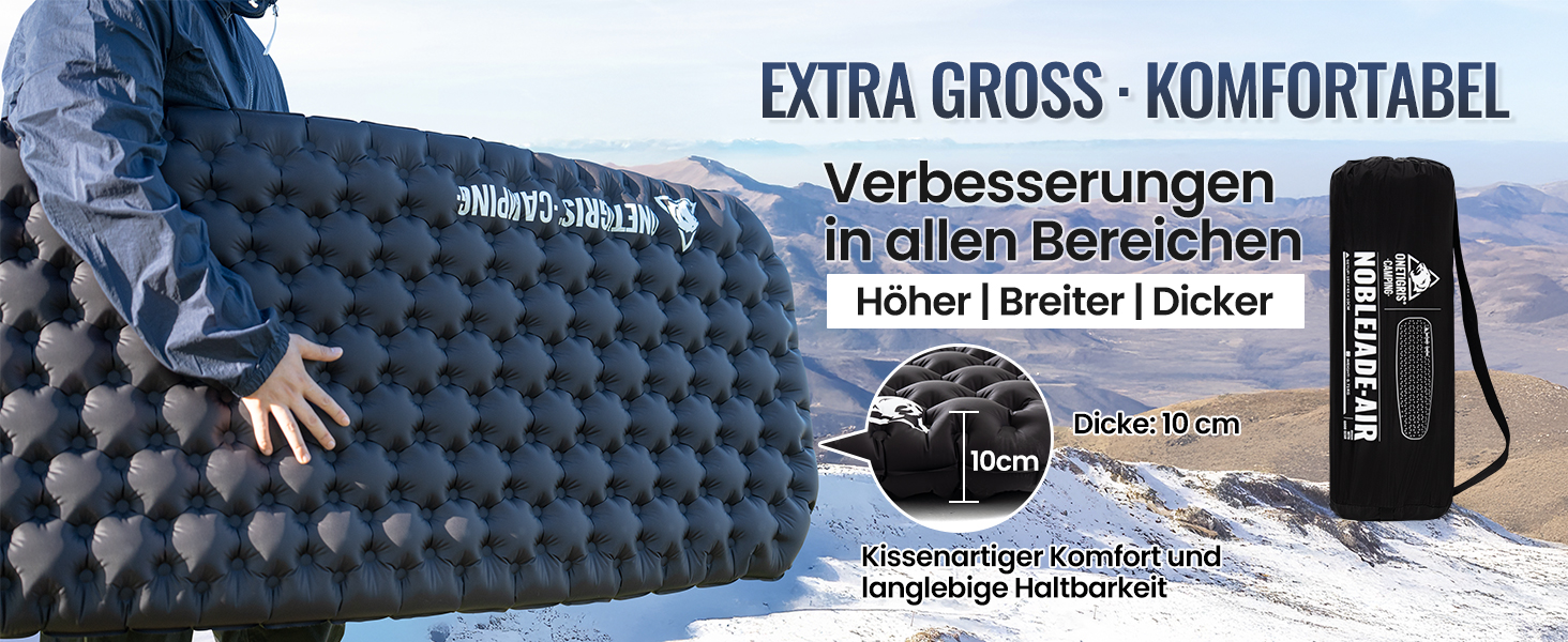 Каремат надувний OneTigris NOBLEJADE 10 см для кемпінгу, туризму, автомобіля (R-7.3) з помпою