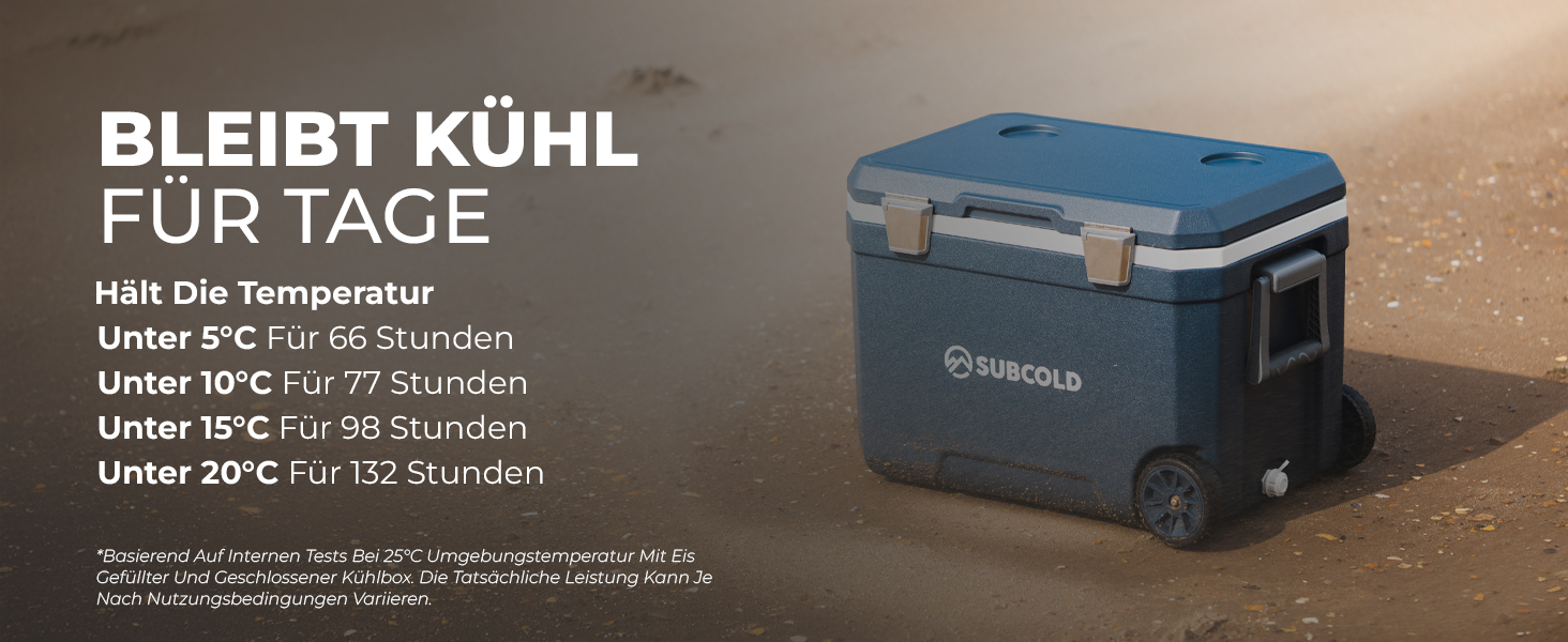 Subcold MOBI Rollkühlbox 45L: Ізольована сумка-холодильник на колесах для подорожей, авто, кемпінгу. PU-ізоляція, блакитний колір