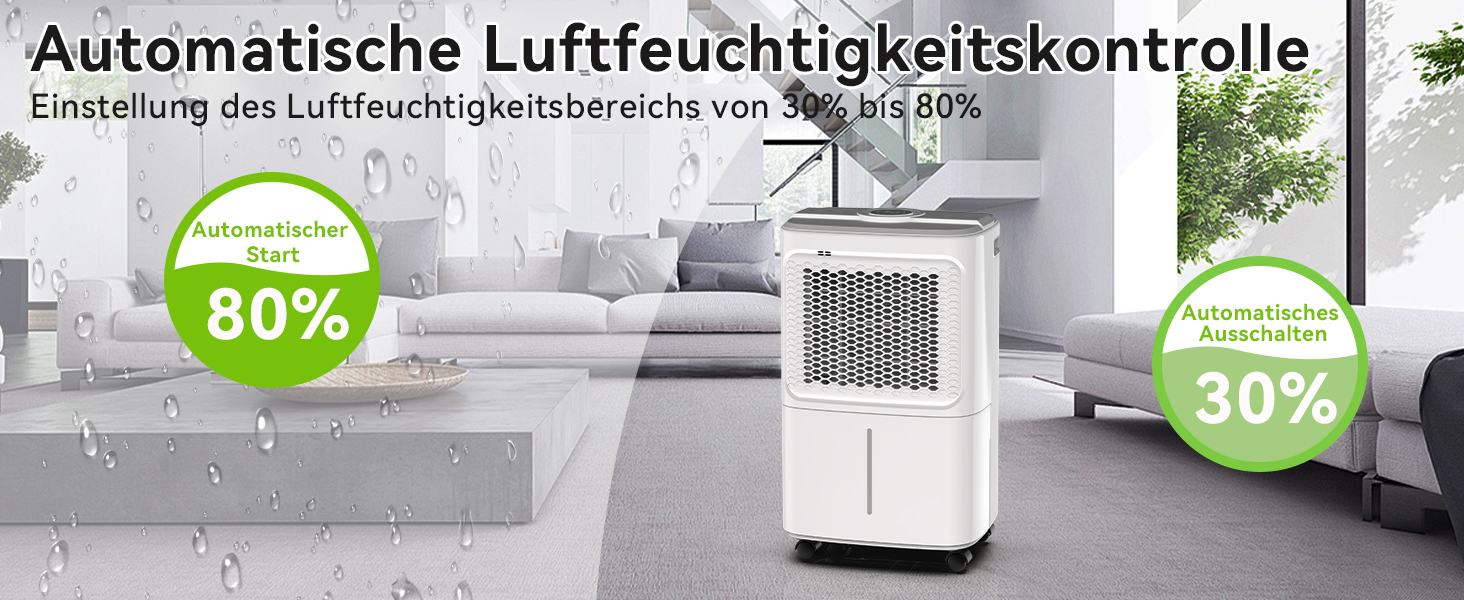 Електричний осушувач повітря Crecolife 12L/24h, 190W, для приміщень 20м², з цифровим дисплеєм та сенсорною панеллю керування, 3 режими осушення, 2 варіанти зливу, таймер 24г