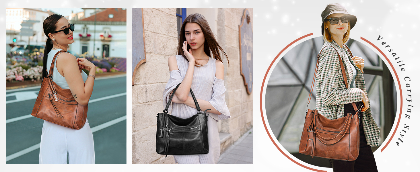 BAIGIO Комплект сумок жіночих: сумка-шопер середнього розміру, кросбоді та гаманець зі штучної шкіри, чорний