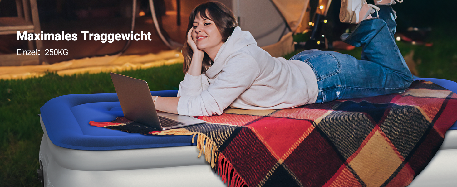 Надувне ліжко iDOO для 2 осіб з електричним насосом, самонадувна повітряна матрац, 33 см, для кемпінгу, гостей, подорожей та дому (100x190x46 см)