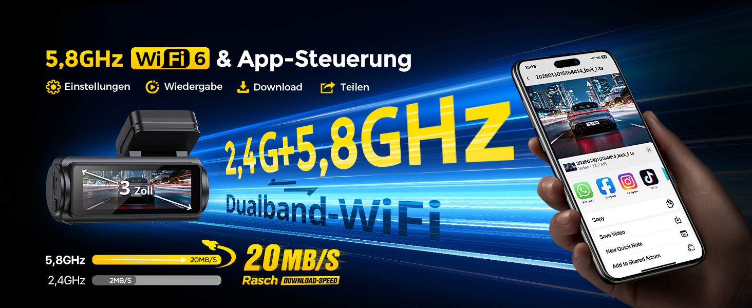 Автомобільний відеореєстратор GKU 4K+4K (передній та задній), сенсор STARVIS 2, HDR, нічна зйомка, чорний
