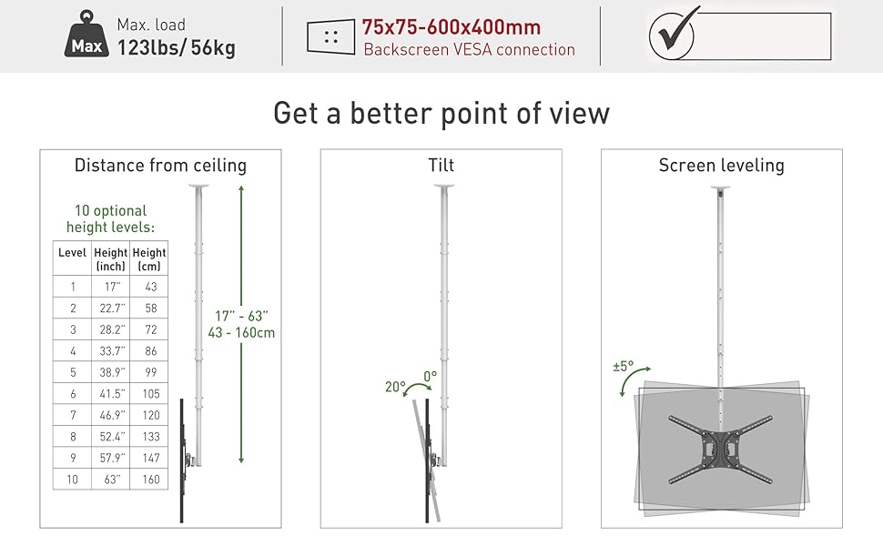 Кронштейн для телевізора Barkan Lange Weiß 13-75