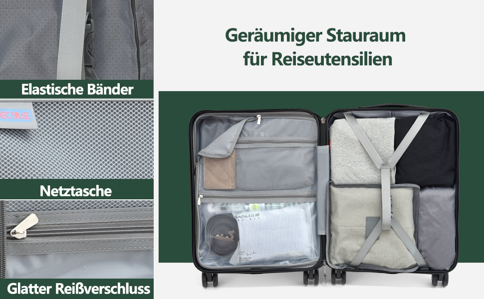 Набір валіз TydeCkare 3-в-1 (55/66/76 см) з TSA замком, зелений. Включає ручну валізу з відділенням для ноутбука (34л, 55x39x20 см), середній (65л) та великий (101л) валіза.