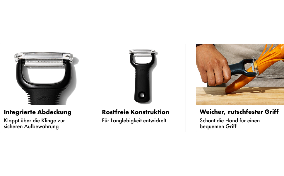 Овочечистка OXO Good Grips з нержавіючої сталі для жульєну, чорна